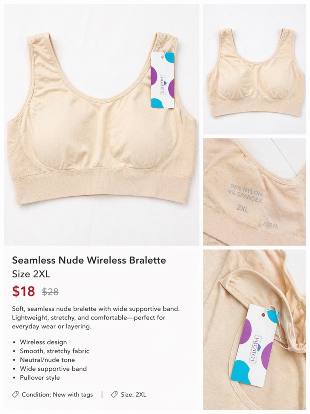 Cato Nude Seamless Wireless Bralette